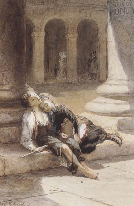 Augustus e.mulready Tired Minstrels (mk37) oil painting image